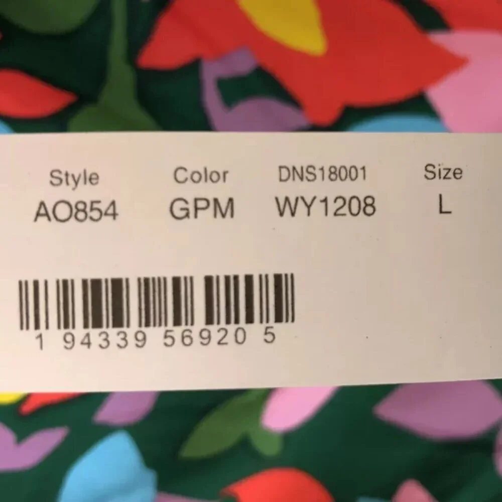 J.Crew Mildred Floral Ruffle Surf Hipster Green/Pink Multi Womens Size Large